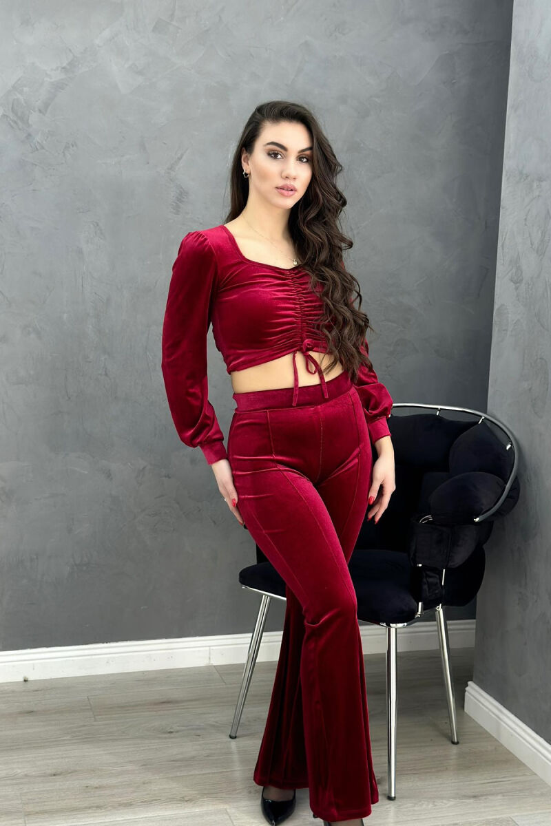 SIMPLE ONE COLOR WOMAN VELVET SUIT BUYRDGUNDY/VISHNJE - 1