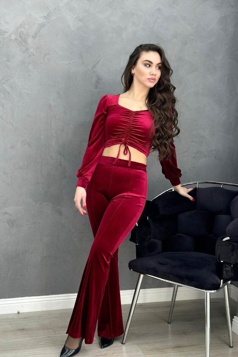 SIMPLE ONE COLOR WOMAN VELVET SUIT BUYRDGUNDY/VISHNJE - 7