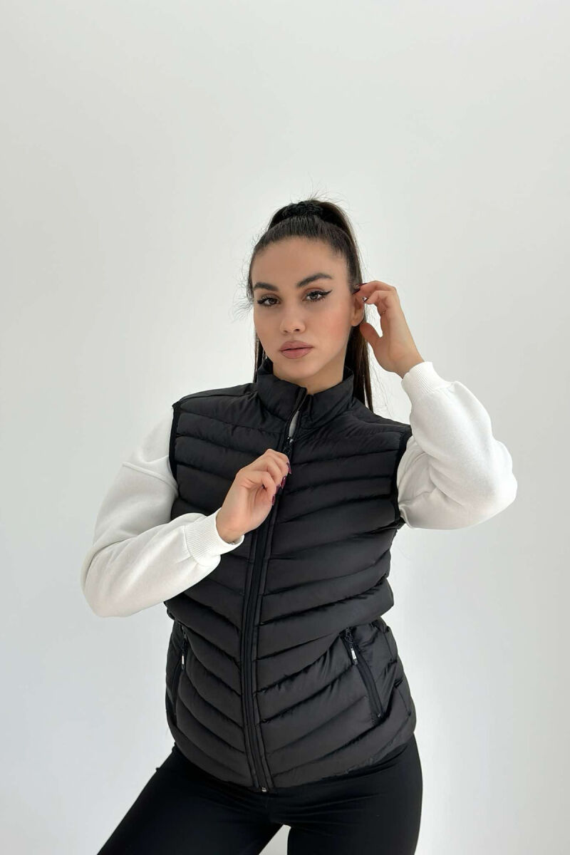 SIMPLE ONE COLOR WOMAN VEST BLACK/ E ZEZE - 3