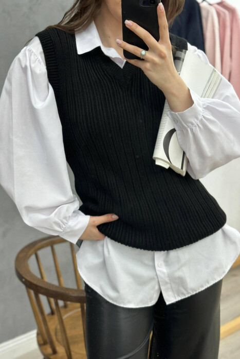 SIMPLE ONE COLOR WOMAN VEST BLACK/ E ZEZE - 2