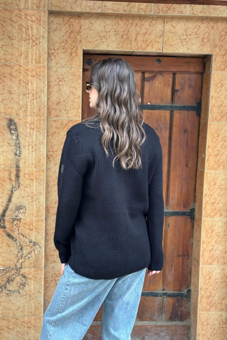 SIMPLE ONE COLOR WOMEN CARDIGAN BLACK/ E ZEZE - 3