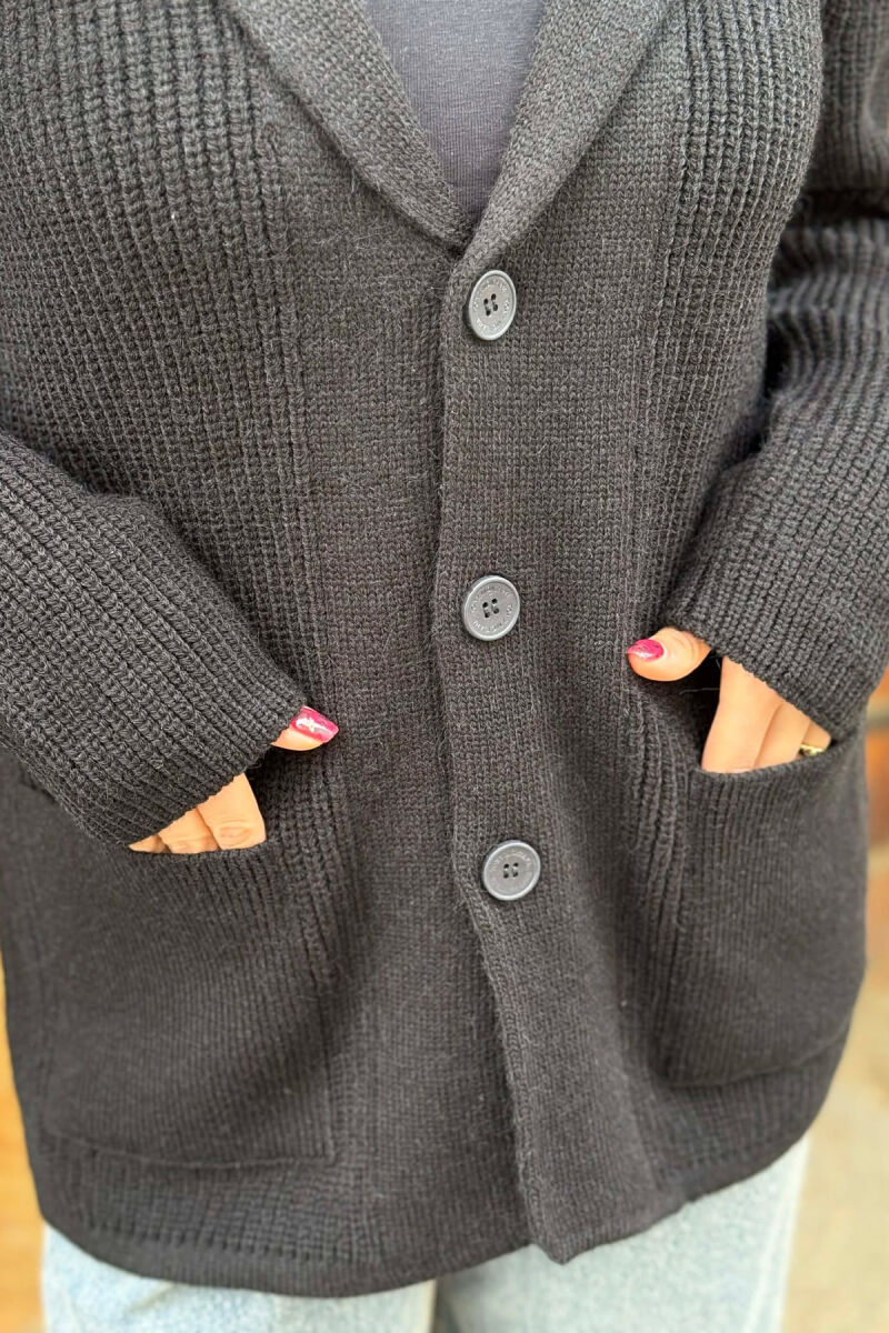 SIMPLE ONE COLOR WOMEN CARDIGAN BLACK/ E ZEZE - 5