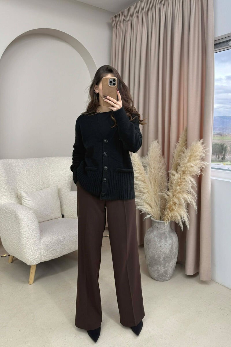 SIMPLE ONE COLOR WOMEN CARDIGAN BLACK/ E ZEZE - 1