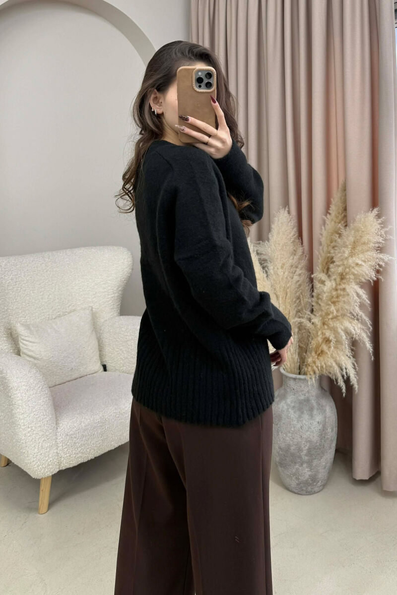 SIMPLE ONE COLOR WOMEN CARDIGAN BLACK/ E ZEZE - 2