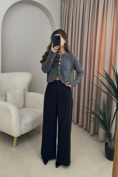 SIMPLE ONE COLOR WOMEN CARDIGAN GREY/GRI - 1