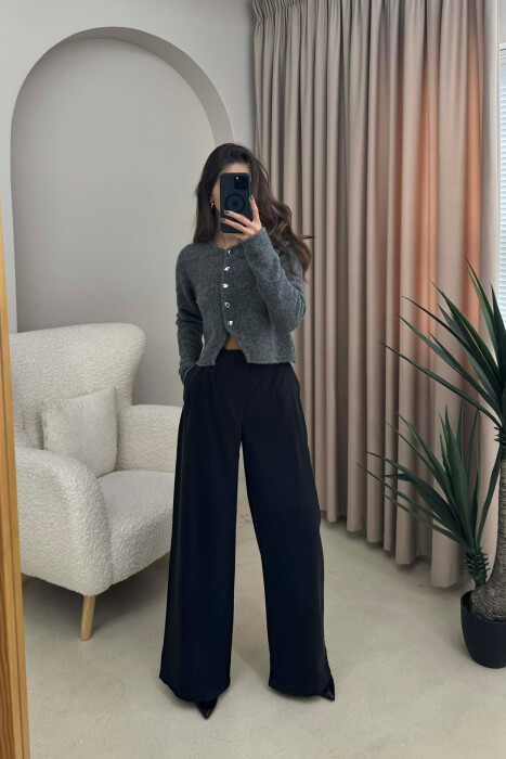 SIMPLE ONE COLOR WOMEN CARDIGAN GREY/GRI - 2