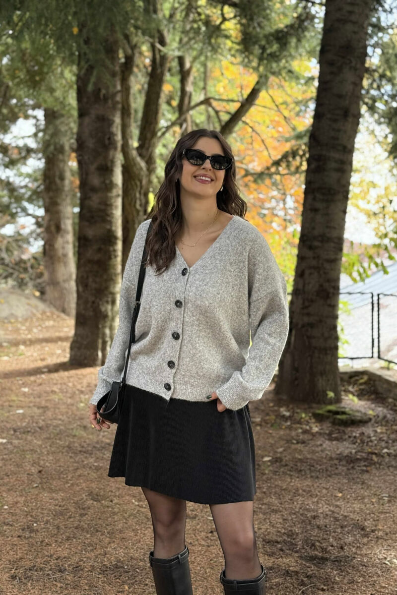 SIMPLE ONE COLOR WOMEN CARDIGAN LIGHT GREY/GZ - 3