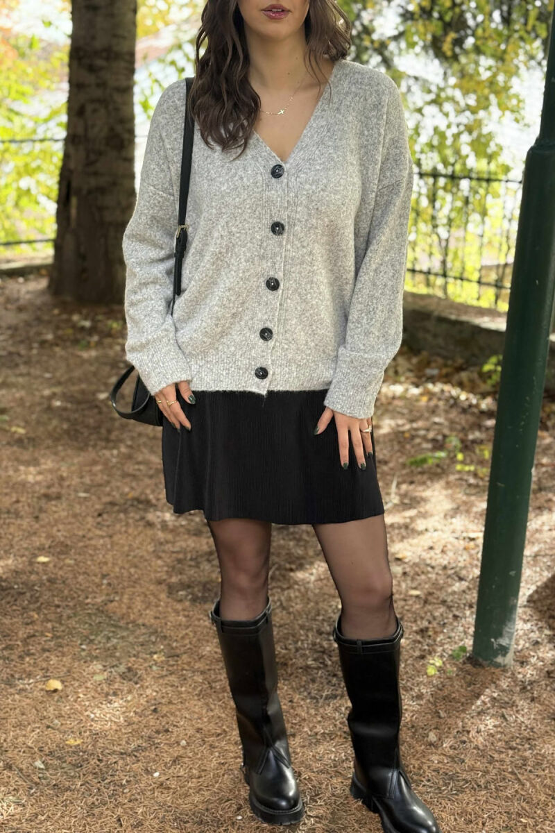 SIMPLE ONE COLOR WOMEN CARDIGAN LIGHT GREY/GZ - 5