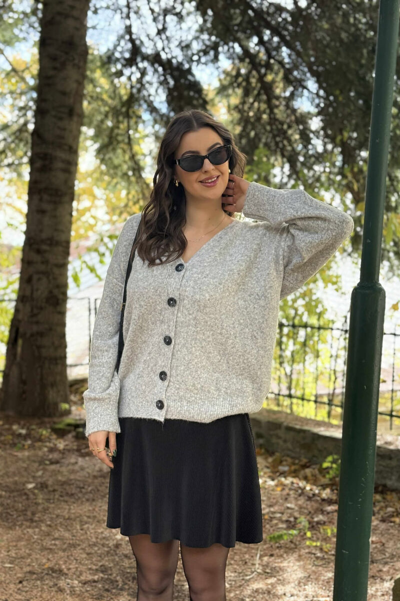 SIMPLE ONE COLOR WOMEN CARDIGAN LIGHT GREY/GZ - 4