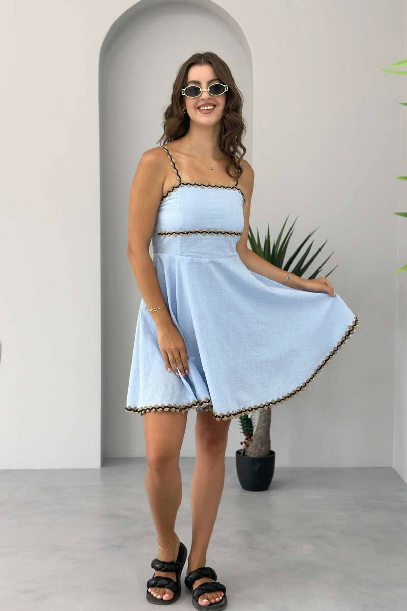 SIMPLE ONE COLOR WOMEN DRESS LIGHTBLUE/BZ - 1