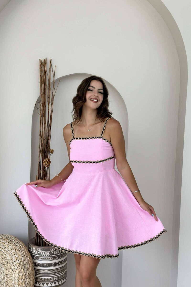 SIMPLE ONE COLOR WOMEN DRESS PINK/ROZE - 3