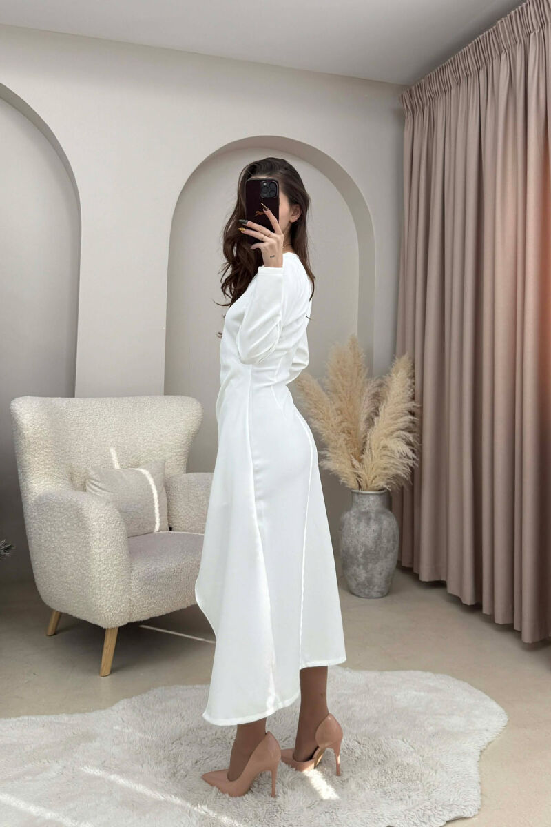 SIMPLE ONE COLOR WOMEN DRESS WHITE-E BARDHE - 4