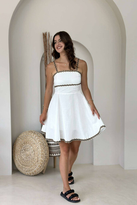SIMPLE ONE COLOR WOMEN DRESS WHITE-E BARDHE 