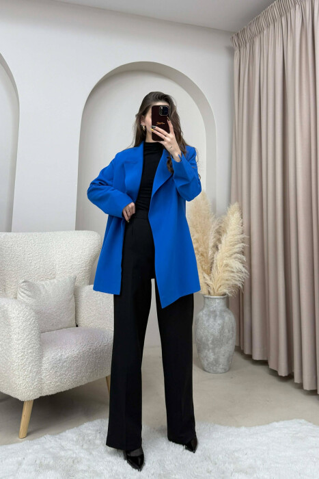 SIMPLE ONE COLOR WOMEN JACKET BLUE/BLU - 
