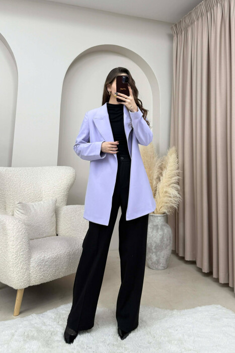 SIMPLE ONE COLOR WOMEN JACKET LIGHT PURPLE/LEZB - KLAUDIO FASHION