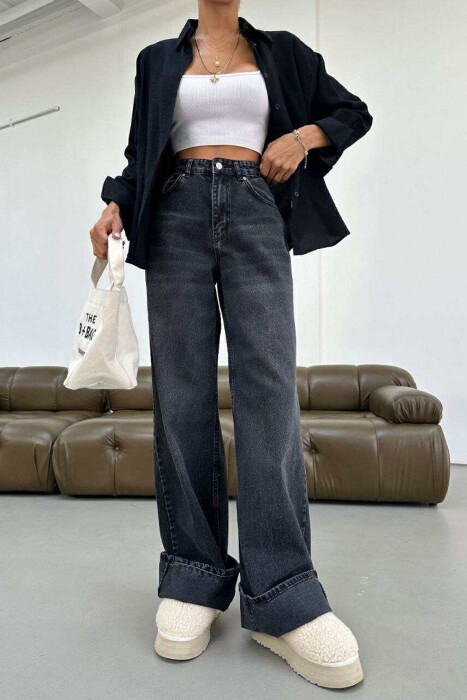 SIMPLE ONE COLOR WOMEN JEANS BLACK/ E ZEZE 