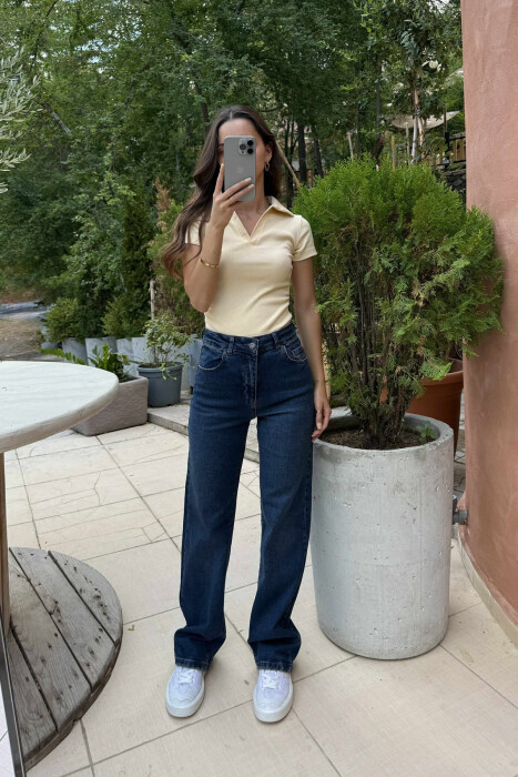 SIMPLE ONE COLOR WOMEN JEANS BLUE/BLU - 