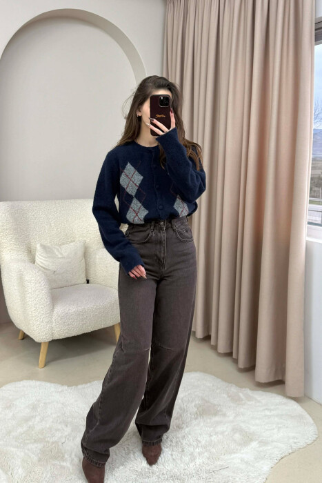 SIMPLE ONE COLOR WOMEN JEANS BROWN/KAFE - KLAUDIO FASHION