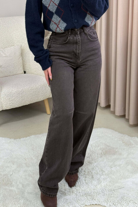 SIMPLE ONE COLOR WOMEN JEANS BROWN/KAFE - 2