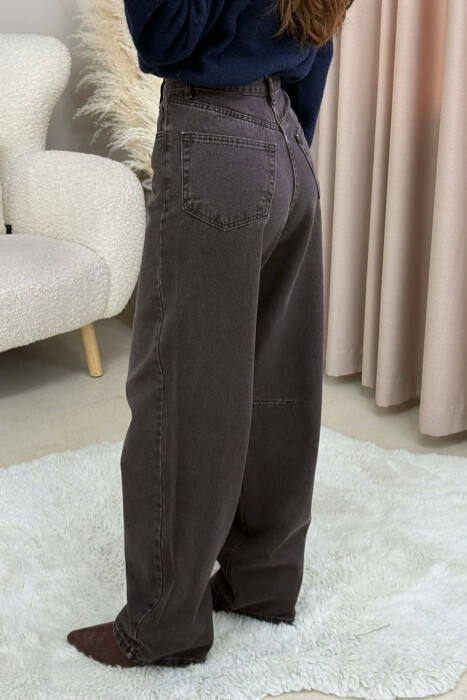 SIMPLE ONE COLOR WOMEN JEANS BROWN/KAFE - 4