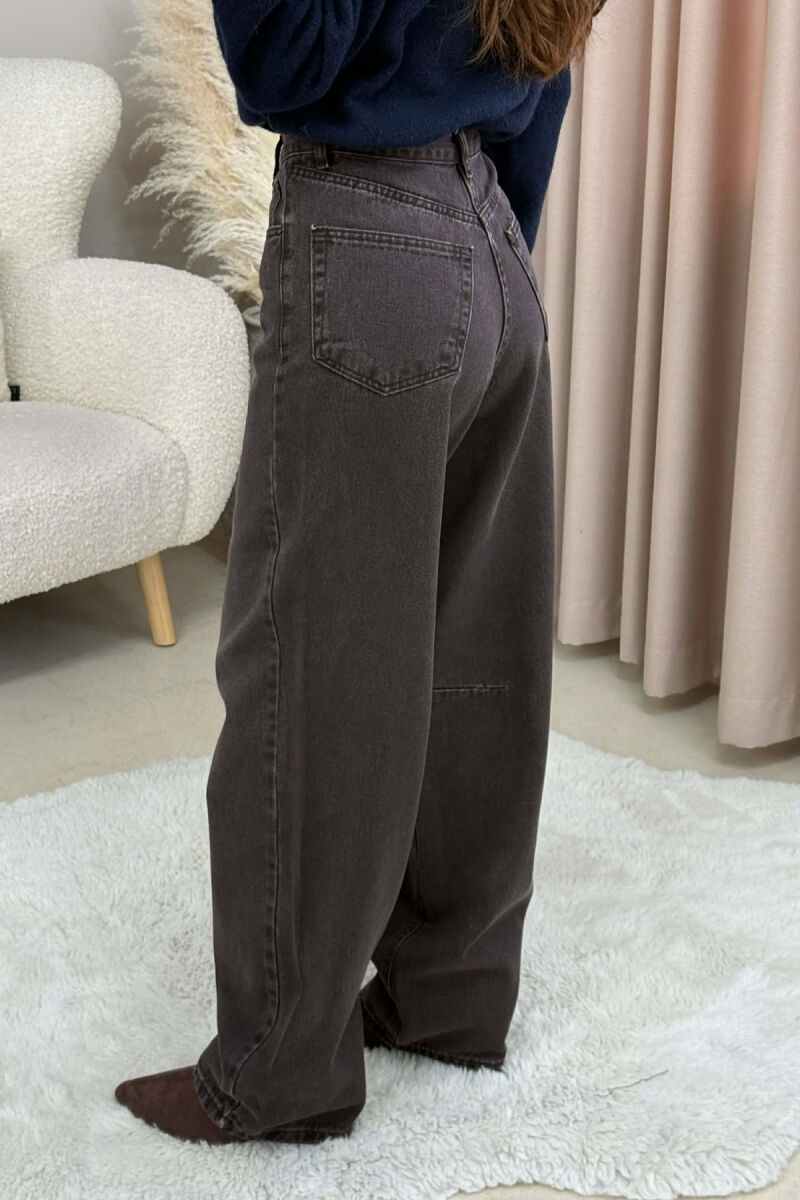 SIMPLE ONE COLOR WOMEN JEANS BROWN/KAFE - 4