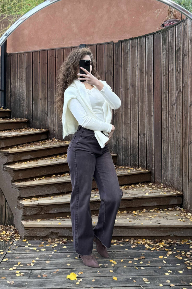 SIMPLE ONE COLOR WOMEN JEANS BROWN/KAFE - 2