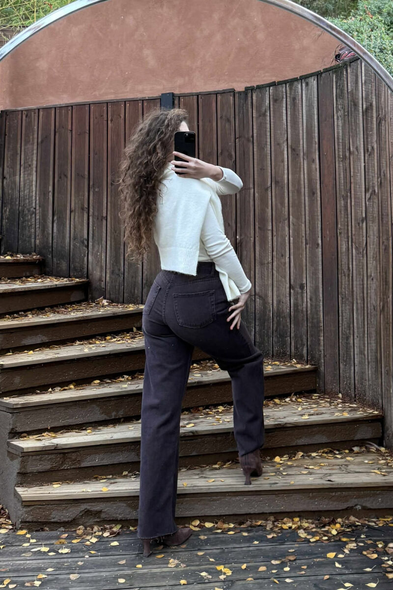 SIMPLE ONE COLOR WOMEN JEANS BROWN/KAFE - 3