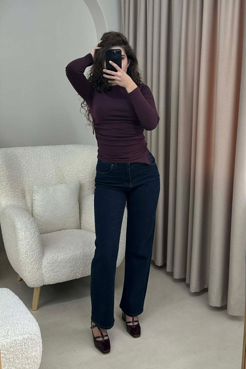 SIMPLE ONE COLOR WOMEN JEANS DARK BLUE/BEE - 6