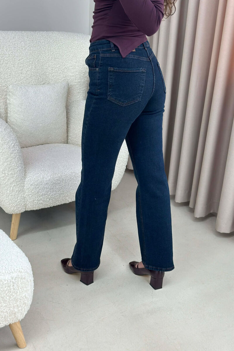 SIMPLE ONE COLOR WOMEN JEANS DARK BLUE/BEE - 9