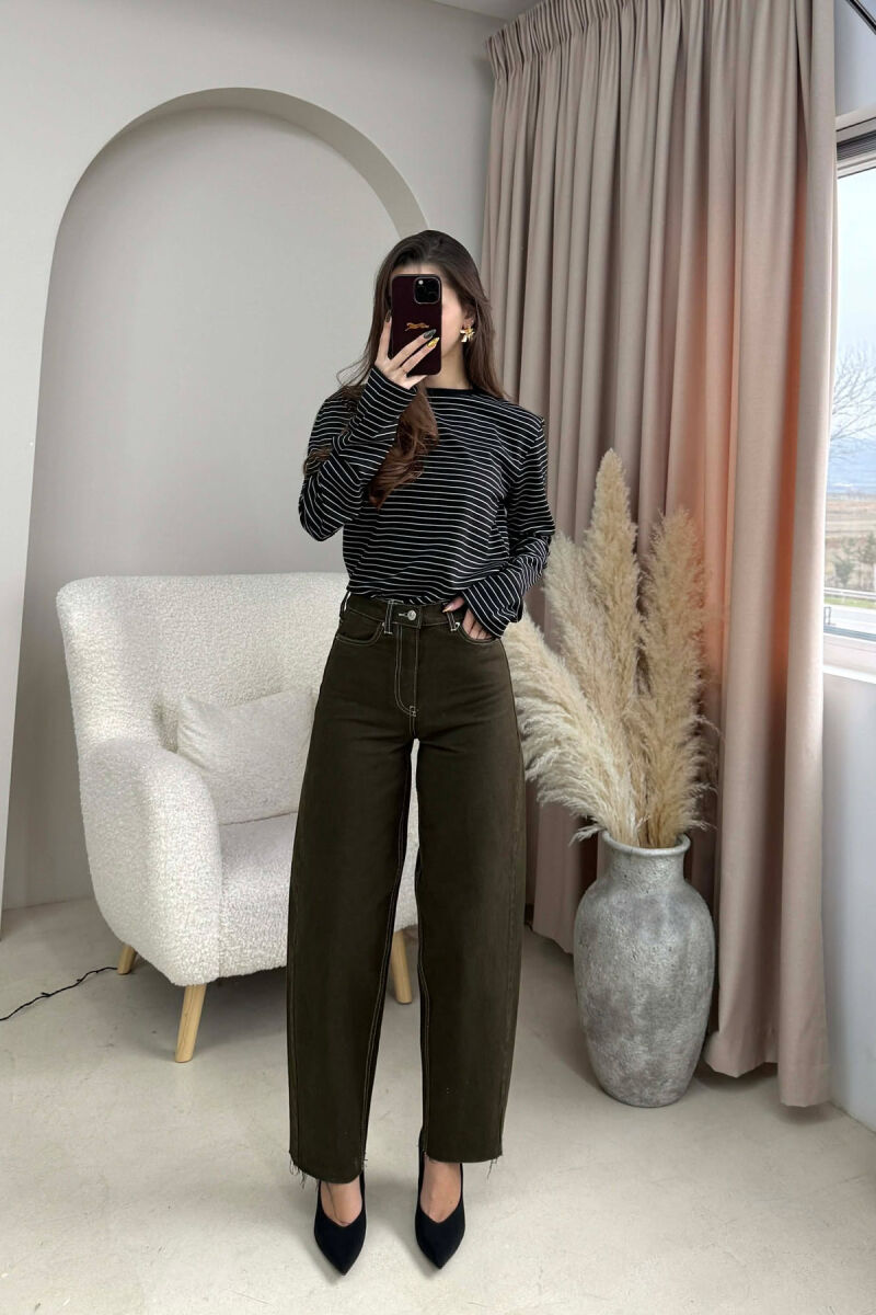 SIMPLE ONE COLOR WOMEN JEANS DARK GREEN/JEE - 1