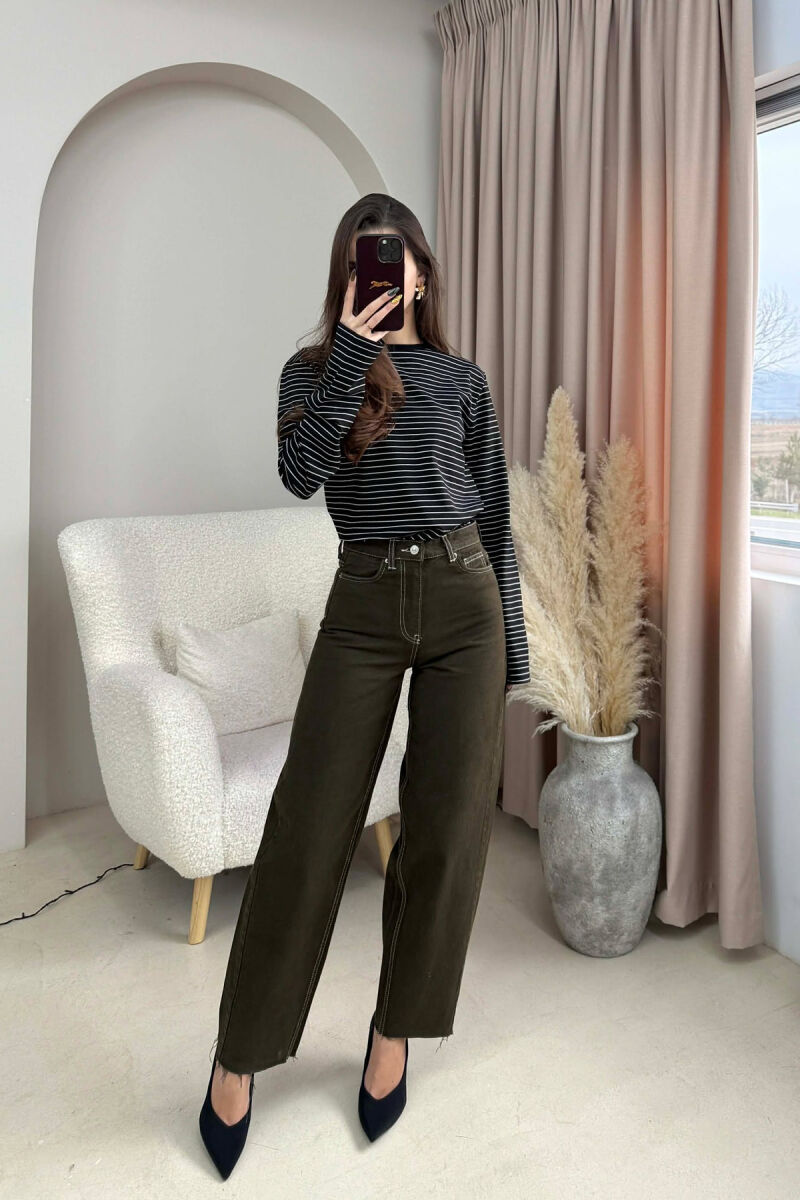 SIMPLE ONE COLOR WOMEN JEANS DARK GREEN/JEE - 2