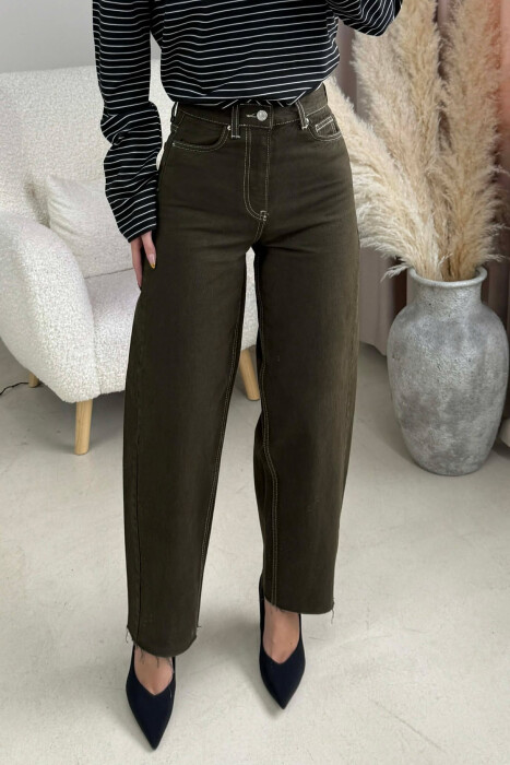 SIMPLE ONE COLOR WOMEN JEANS DARK GREEN/JEE - 3