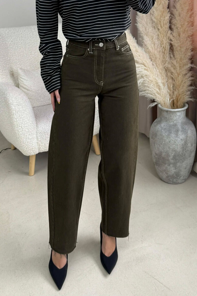 SIMPLE ONE COLOR WOMEN JEANS DARK GREEN/JEE - 3