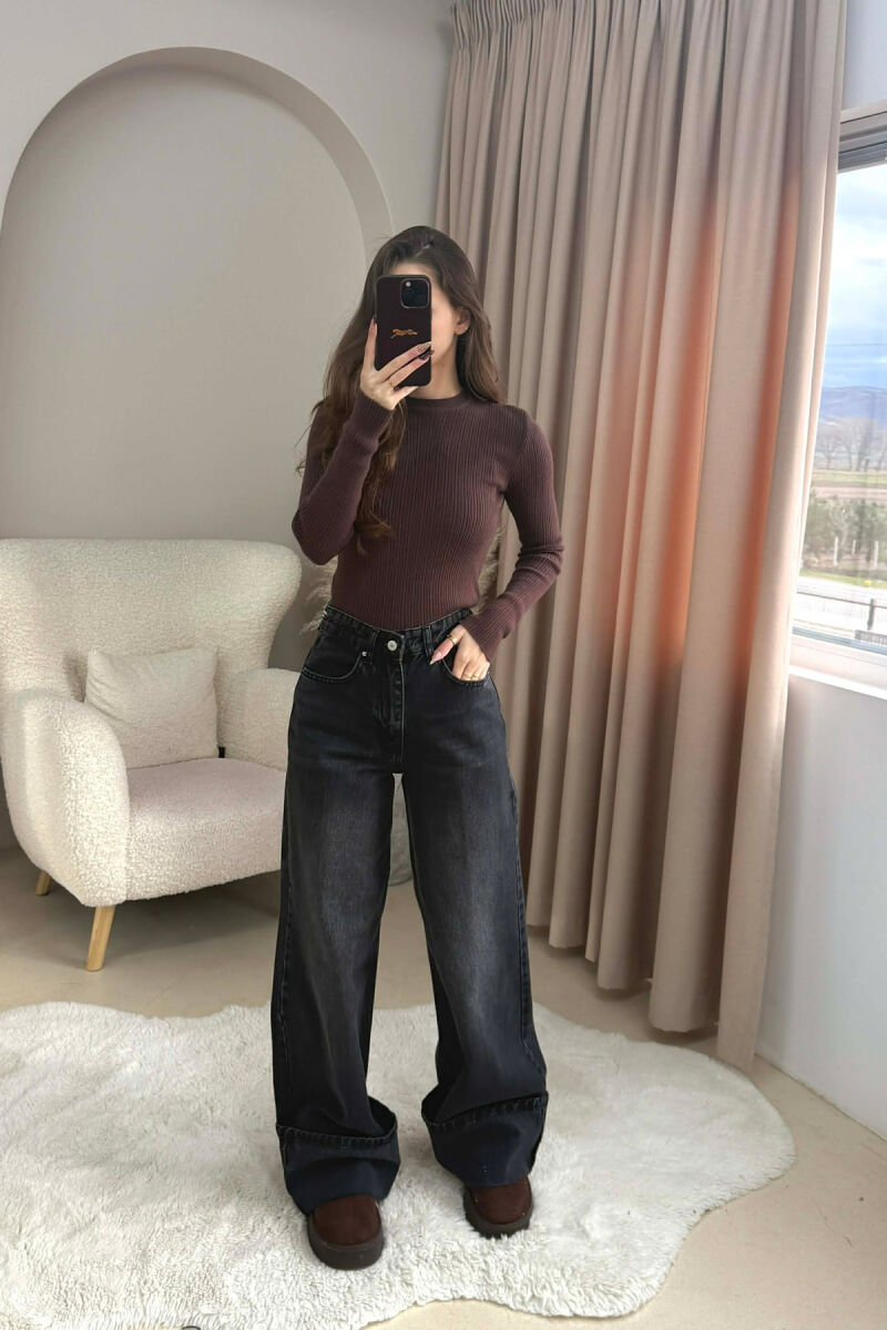 SIMPLE ONE COLOR WOMEN JEANS DARK GREY/GEE - 2