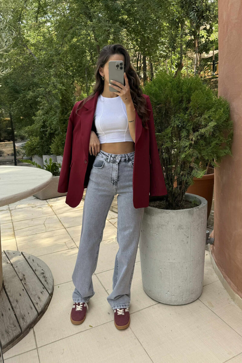 SIMPLE ONE COLOR WOMEN JEANS LIGHT GREY/GZ - 1