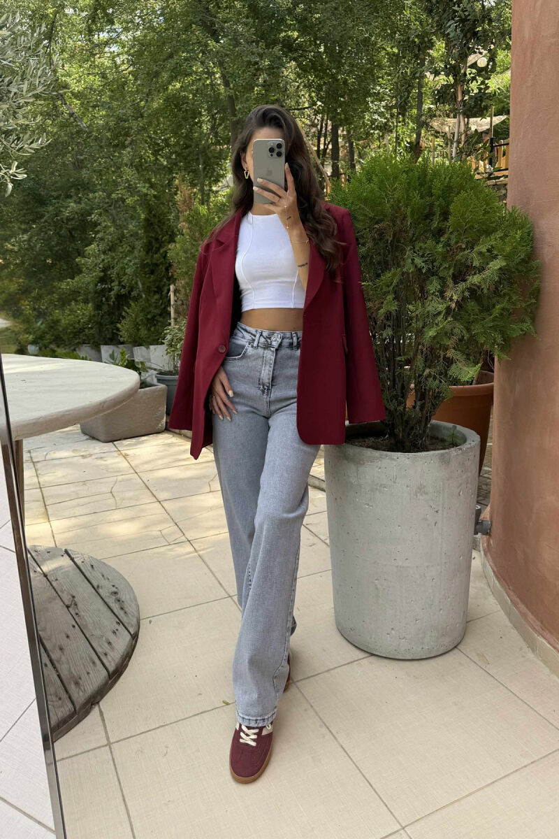 SIMPLE ONE COLOR WOMEN JEANS LIGHT GREY/GZ - 2