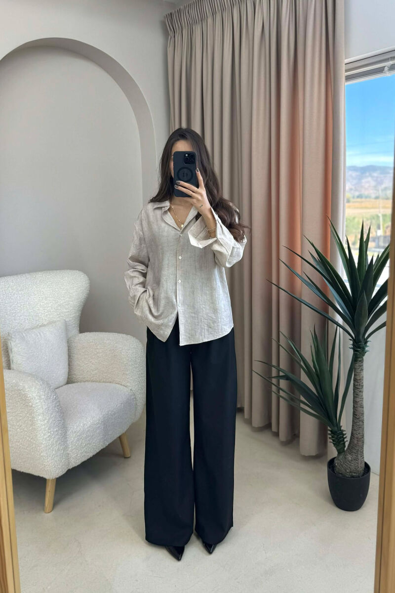 SIMPLE ONE COLOR WOMEN SHIRT BEIGE/BEZHE - 2