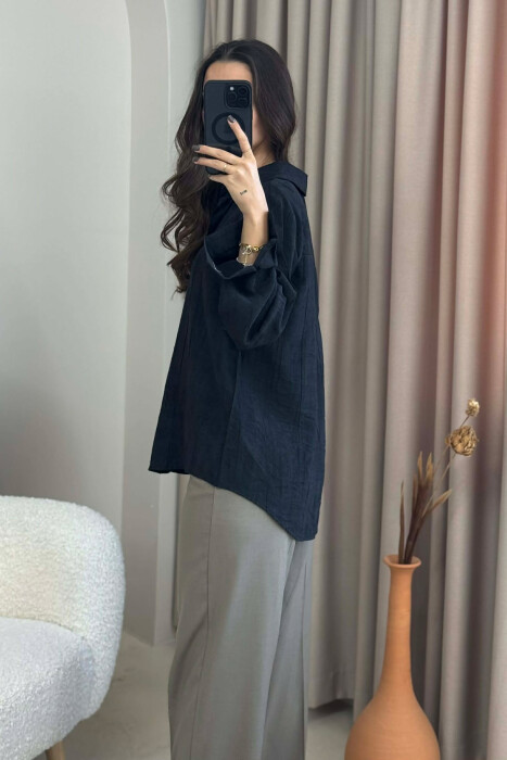 SIMPLE ONE COLOR WOMEN SHIRT BLACK/ E ZEZE - 4