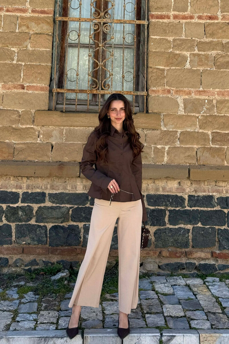 SIMPLE ONE COLOR WOMEN SHIRT BROWN/KAFE - 4