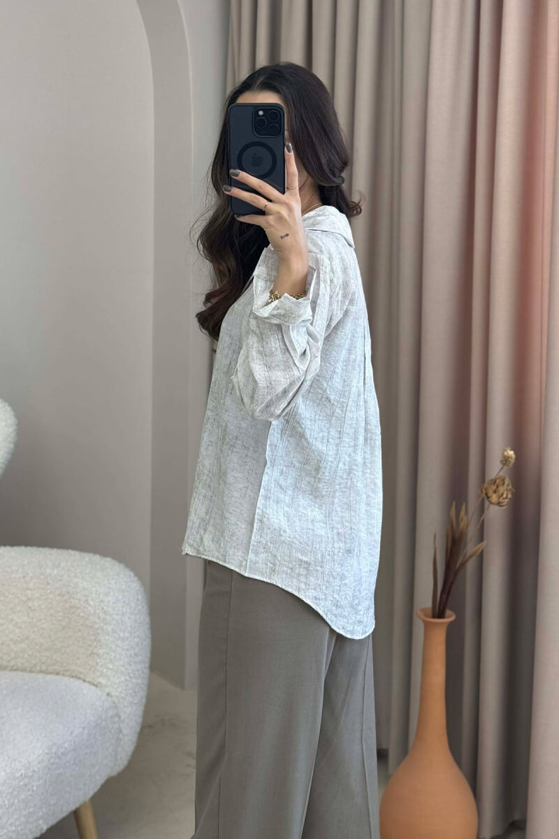 SIMPLE ONE COLOR WOMEN SHIRT LIGHT BEIGE/BZHZB - 4