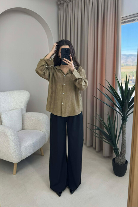 SIMPLE ONE COLOR WOMEN SHIRT OLIVE/ULLI - 1