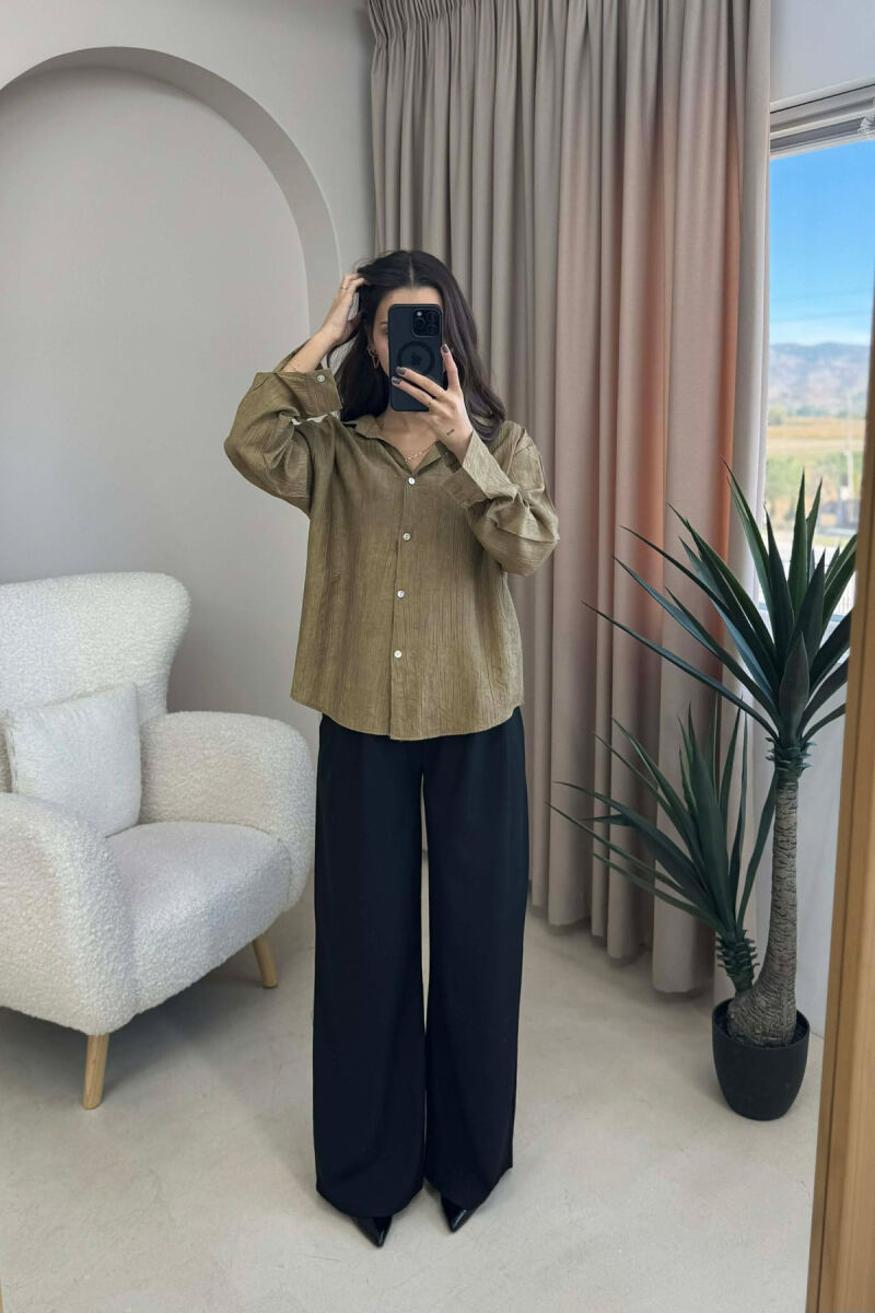 SIMPLE ONE COLOR WOMEN SHIRT OLIVE/ULLI - 1