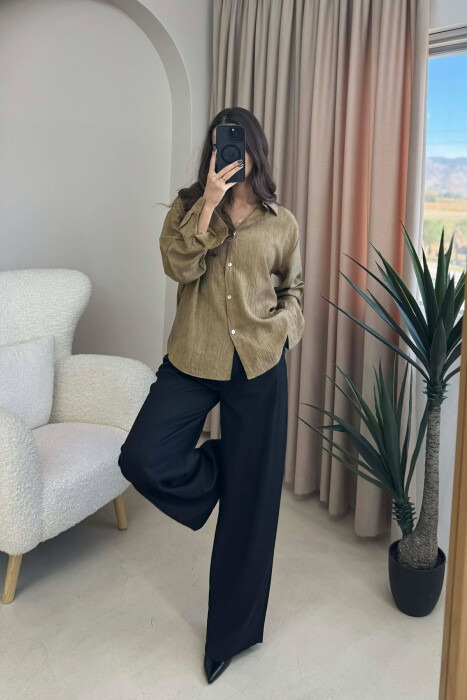 SIMPLE ONE COLOR WOMEN SHIRT OLIVE/ULLI - 3