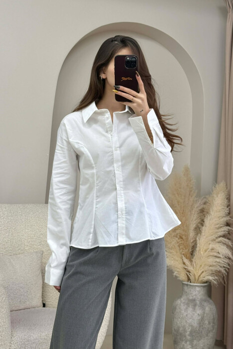SIMPLE ONE COLOR WOMEN SHIRT WHITE-E BARDHE - 2