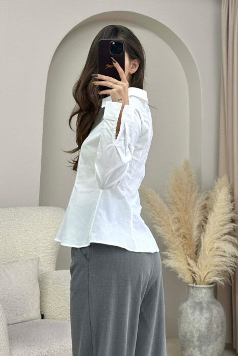 SIMPLE ONE COLOR WOMEN SHIRT WHITE-E BARDHE - 3