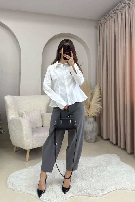 SIMPLE ONE COLOR WOMEN SHIRT WHITE-E BARDHE - 4