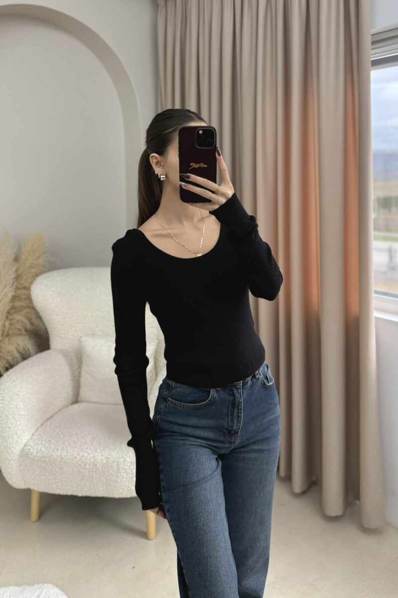 SIMPLE ONE COLOR WOMEN SWEATSHIRT BLACK/ E ZEZE - 1