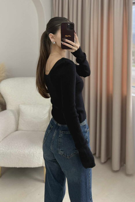 SIMPLE ONE COLOR WOMEN SWEATSHIRT BLACK/ E ZEZE - 2