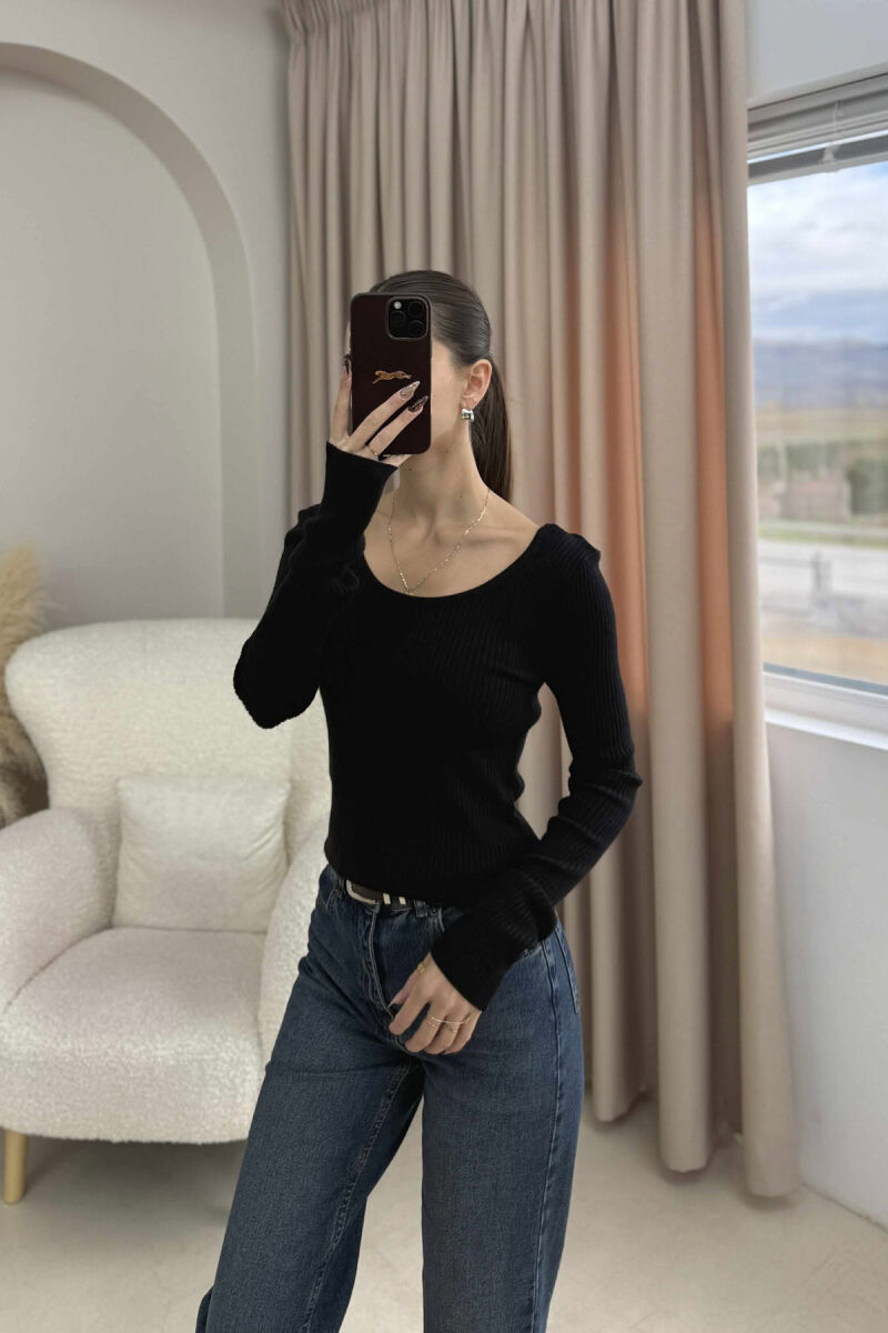 SIMPLE ONE COLOR WOMEN SWEATSHIRT BLACK/ E ZEZE - 3
