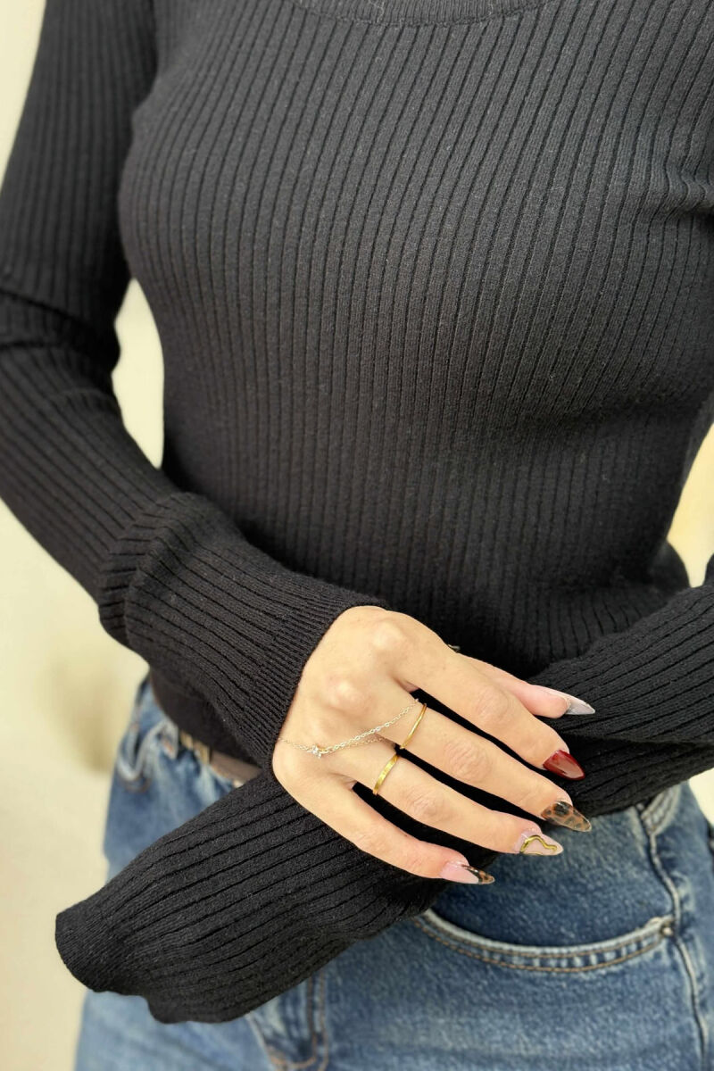 SIMPLE ONE COLOR WOMEN SWEATSHIRT BLACK/ E ZEZE - 4
